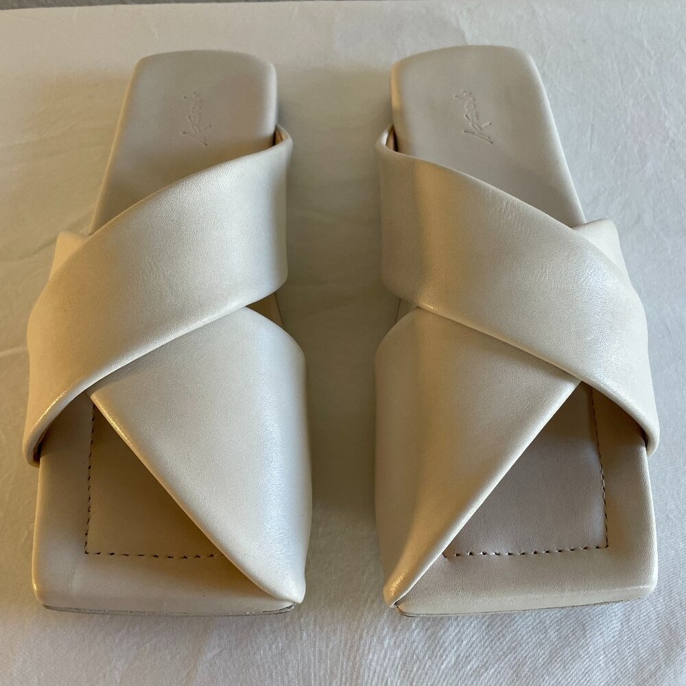 New Marsèll Flat Leather Slides Ivory Calfskin Leather Size IT 37 US 7 - Picture 2 of 10